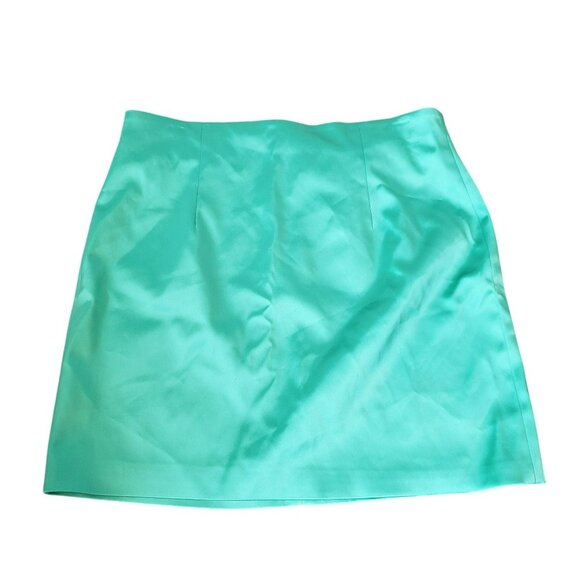 Sergio Hudson Green Satin Mini Skirt - Picture 3 of 12